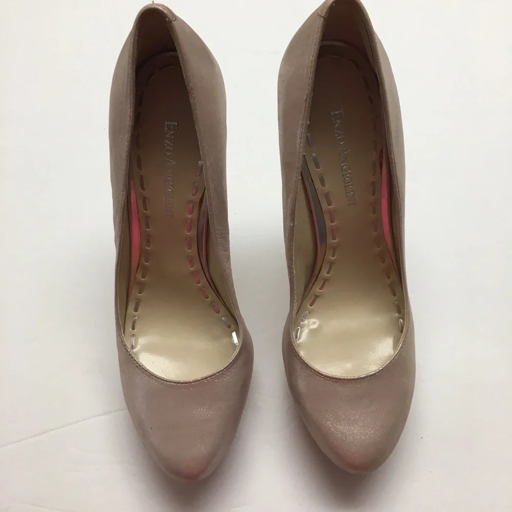 Enzo Angiolini leather Pink Champagne Platform Heels Size 7 Shimmer